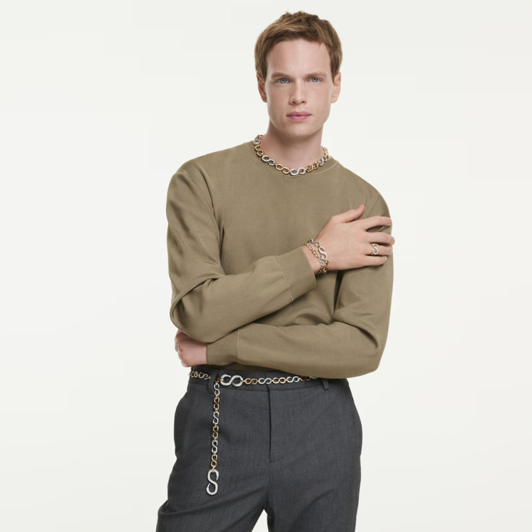 Dextera necklace Round cut, Chain, White, Mixed metal finish